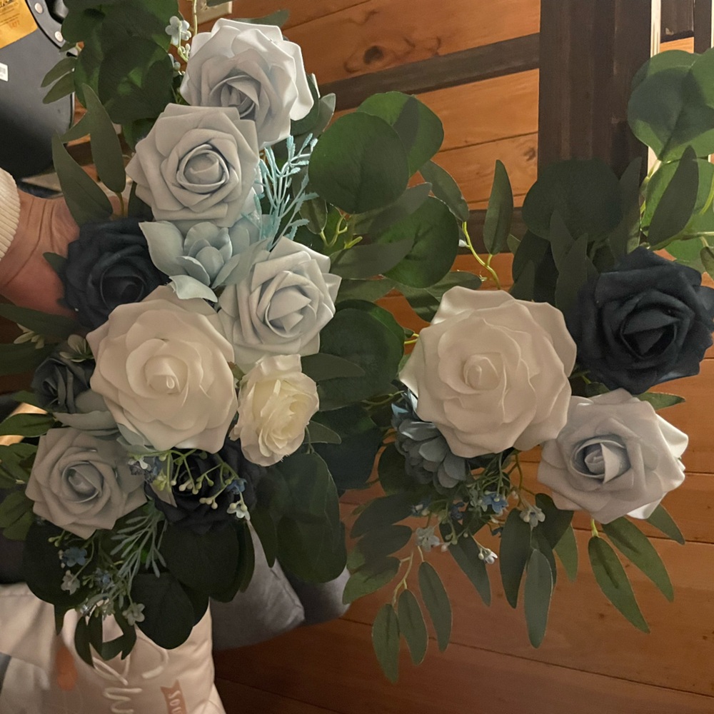 Lings moment floral arrangement. Dusty blue/navy